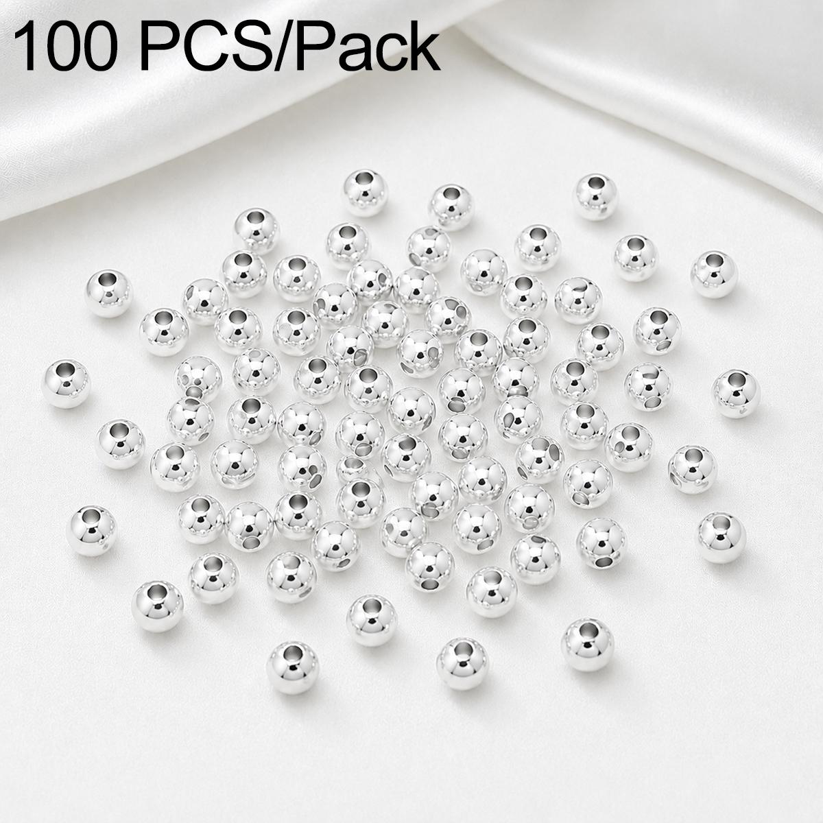 100 PCS/Pack Gold-Plated Round Spacer Beads for DIY Jewelry Making, Smooth Finish, Straight Hole, Size:5mm Hole 2mm(Silver) - Shopkiz.com