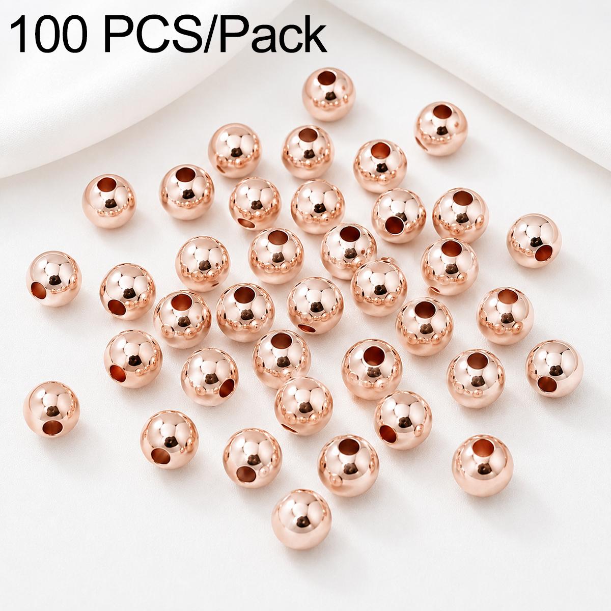 100 PCS/Pack Gold-Plated Round Spacer Beads for DIY Jewelry Making, Smooth Finish, Straight Hole, Size:6mm Hole 2.5mm(Rose Gold) - Shopkiz.com