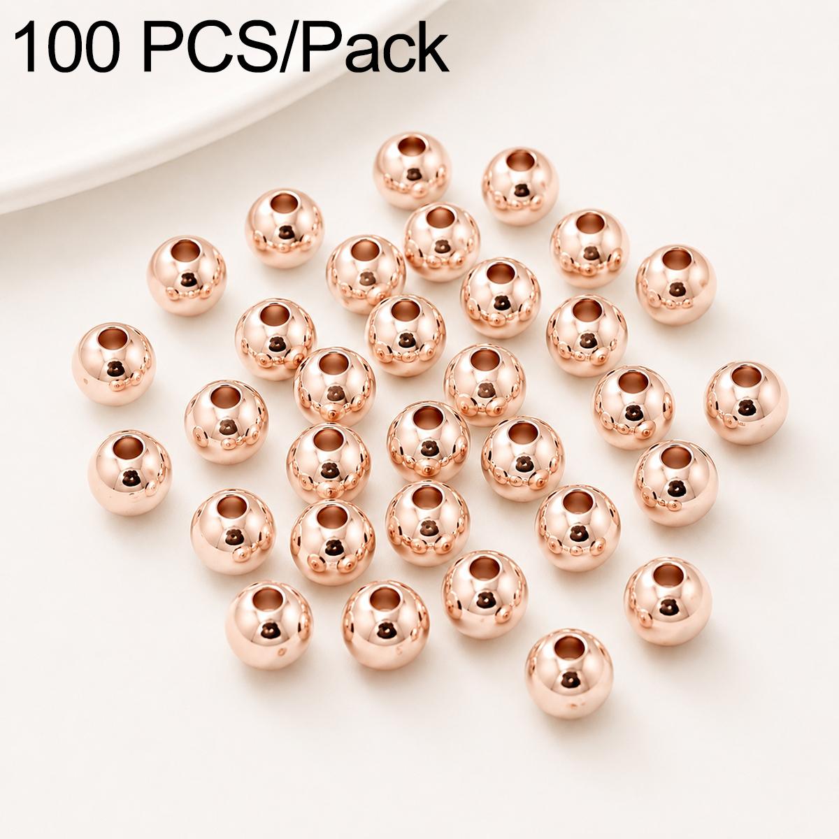 100 PCS/Pack Gold-Plated Round Spacer Beads for DIY Jewelry Making, Smooth Finish, Straight Hole, Size:8mm Hole 1.8mm(Rose Gold) - Shopkiz.com