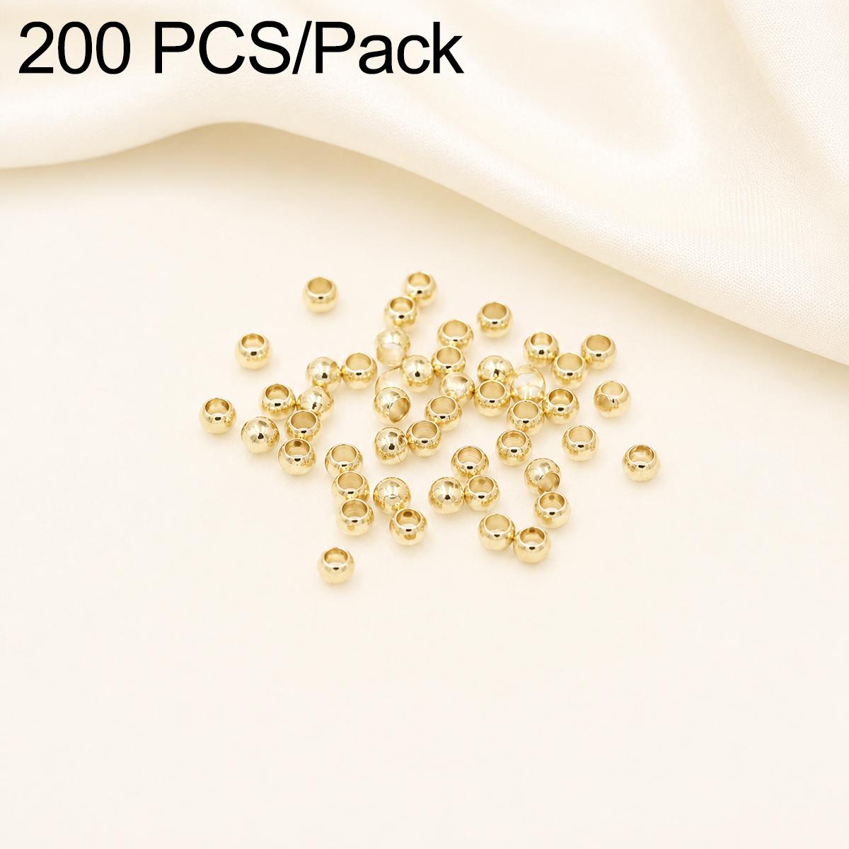 200 PCS/Pack Tarnish-Resistant Eco Copper Crimp Stopper Beads for DIY Jewelry Making, Size:1.5mm Stopper Hole 0.8mm(14K Gold) - Shopkiz.com