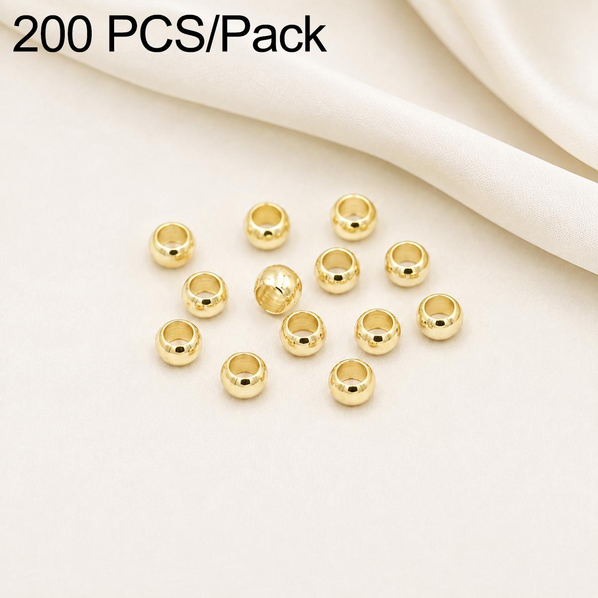 200 PCS/Pack Tarnish-Resistant Eco Copper Crimp Stopper Beads for DIY Jewelry Making, Size:2mm Stopper Hole 1mm(14K Gold) - Shopkiz.com