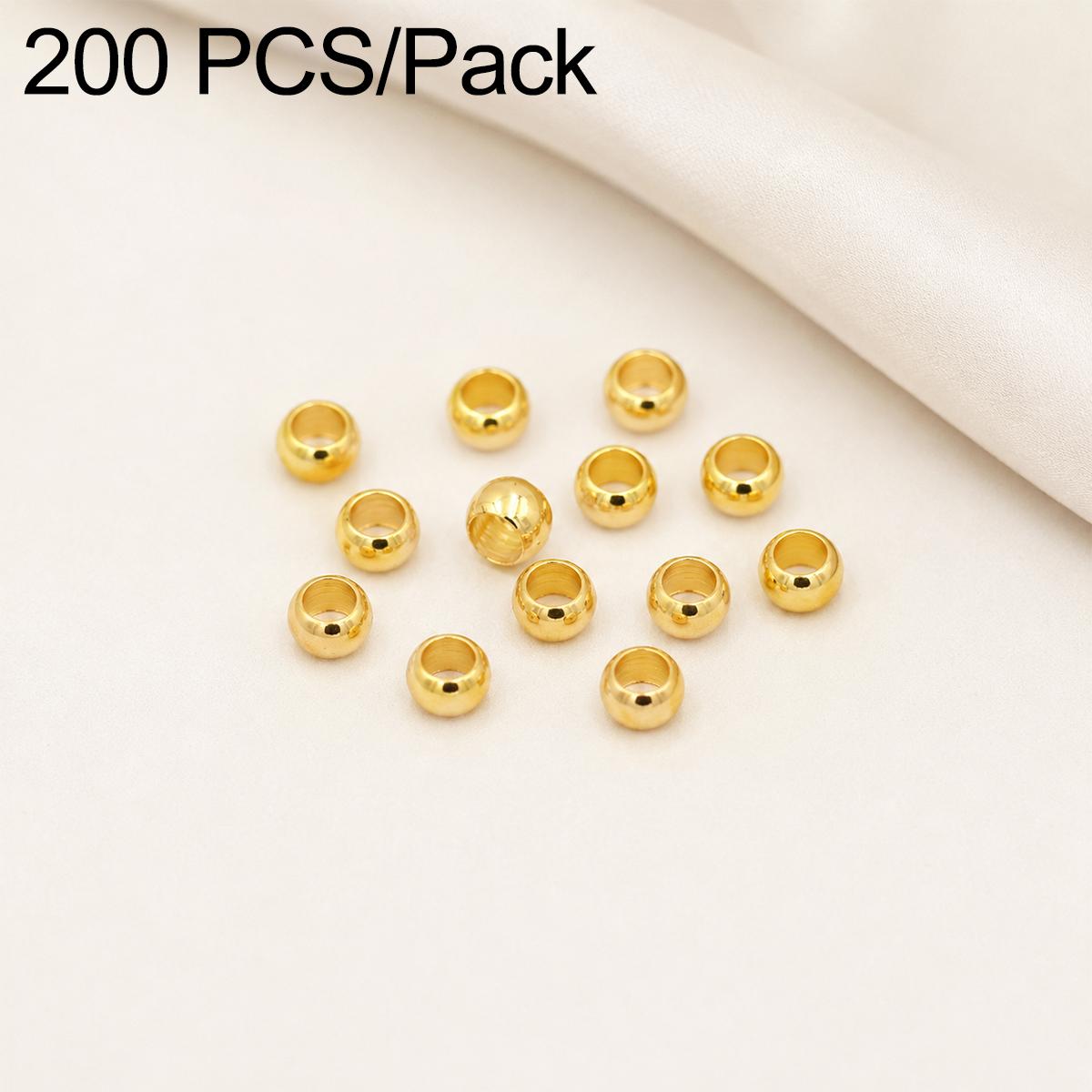 200 PCS/Pack Tarnish-Resistant Eco Copper Crimp Stopper Beads for DIY Jewelry Making, Size:2mm Stopper Hole 1mm(18K Gold) - Shopkiz.com