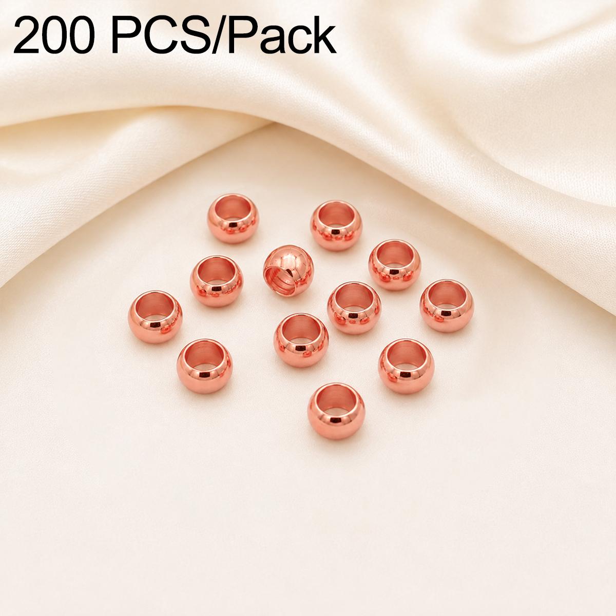 200 PCS/Pack Tarnish-Resistant Eco Copper Crimp Stopper Beads for DIY Jewelry Making, Size:2mm Stopper Hole 1mm(Rose Gold) - Shopkiz.com