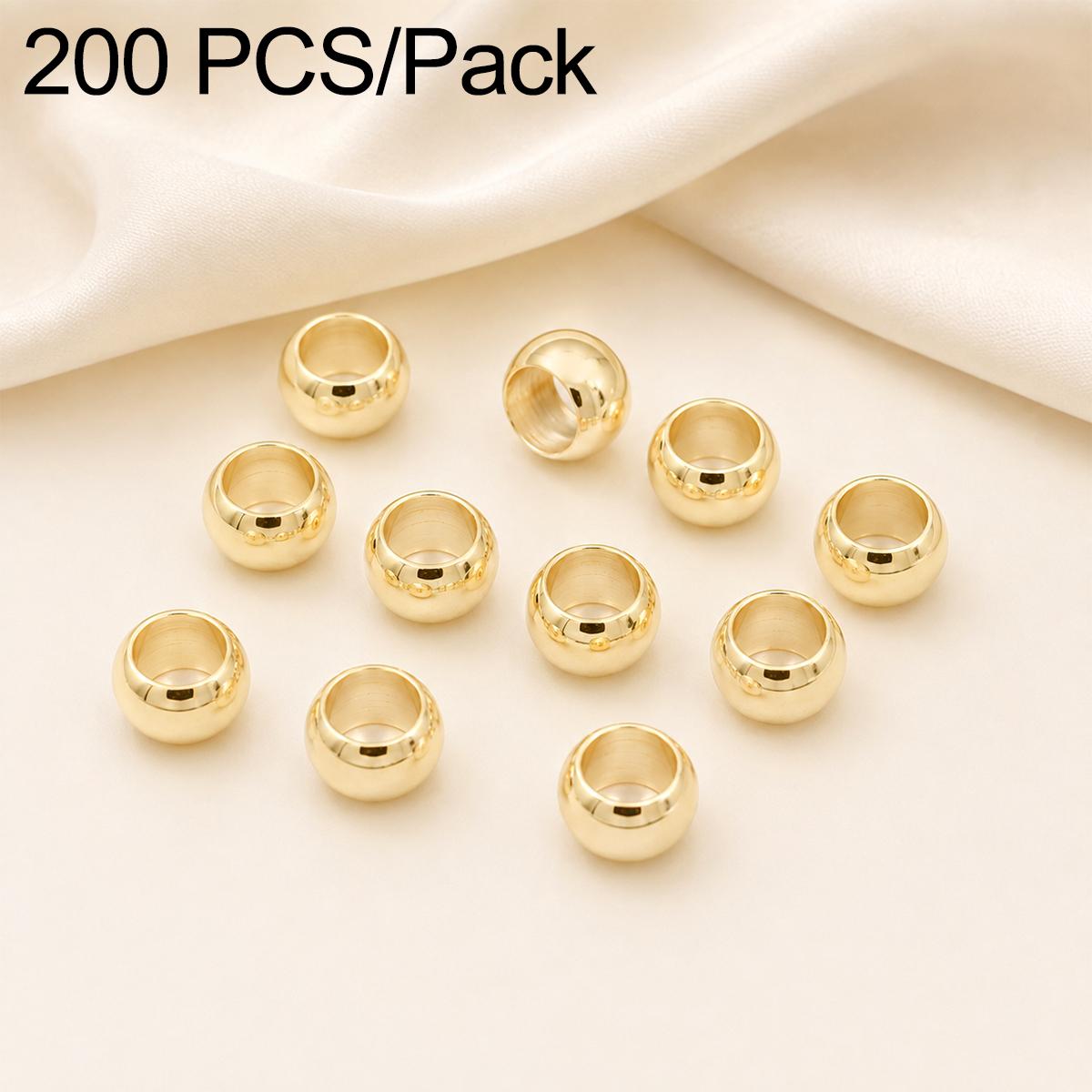 200 PCS/Pack Tarnish-Resistant Eco Copper Crimp Stopper Beads for DIY Jewelry Making, Size:2.5mm Stopper Hole 1.5mm(14K Gold) - Shopkiz.com
