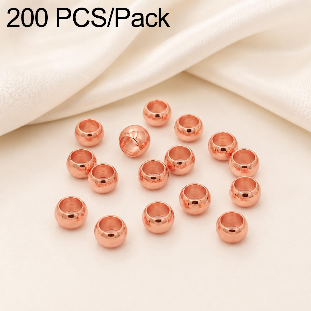 200 PCS/Pack Tarnish-Resistant Eco Copper Crimp Stopper Beads for DIY Jewelry Making, Size:2.5mm Stopper Hole 1.5mm(Rose Gold) - Shopkiz.com