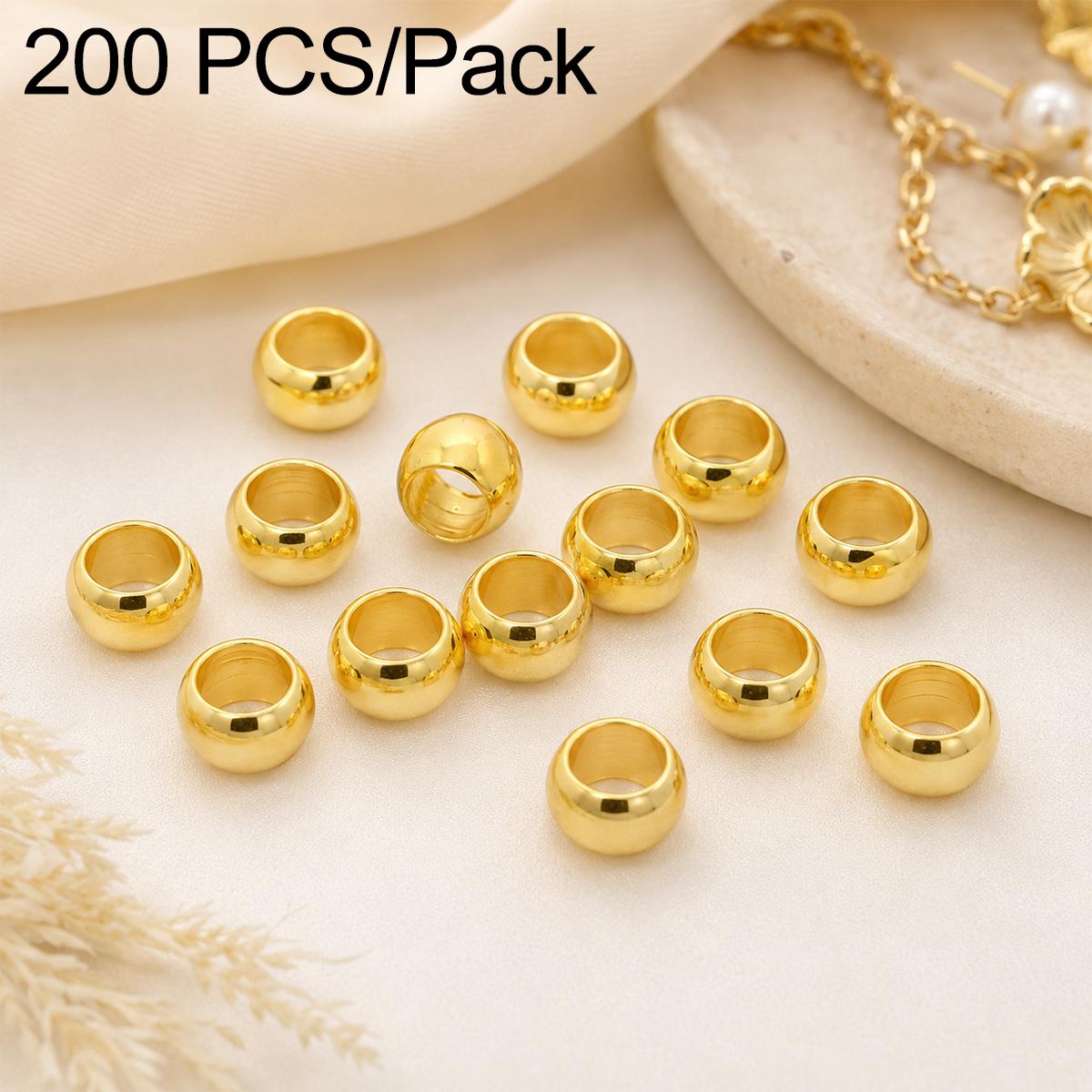 200 PCS/Pack Tarnish-Resistant Eco Copper Crimp Stopper Beads for DIY Jewelry Making, Size:3mm Stopper Hole 1.7mm(18K Gold) - Shopkiz.com