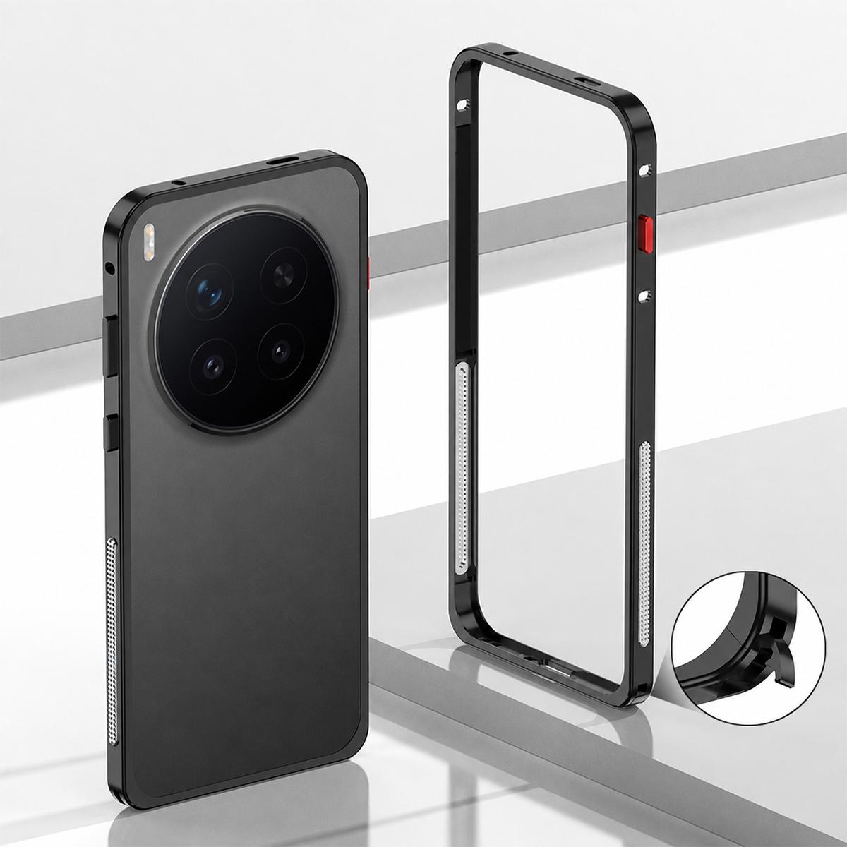 For vivo X300 Metal Frame Heat Dissipation Phone Case(Black) - Shopkiz.com