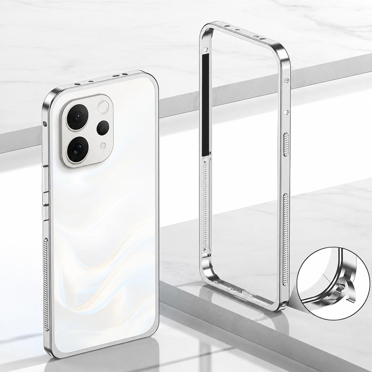 For vivo X300 E 5G Metal Frame Heat Dissipation Phone Case(Silver) - Shopkiz.com