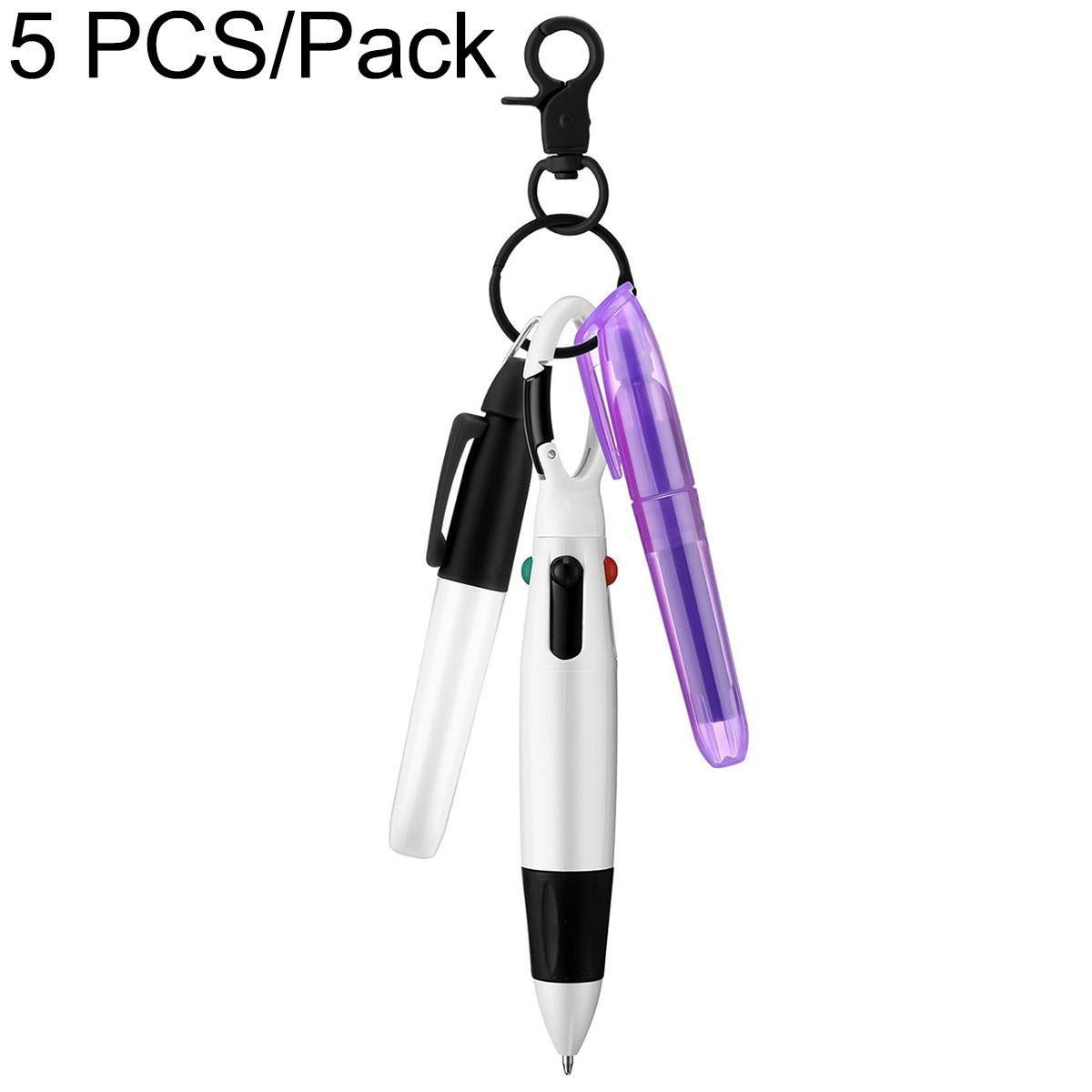 5PCS/Pack Multifunctional Nurse Pen Set with Retractable Badge Reel(Black) - Shopkiz.com