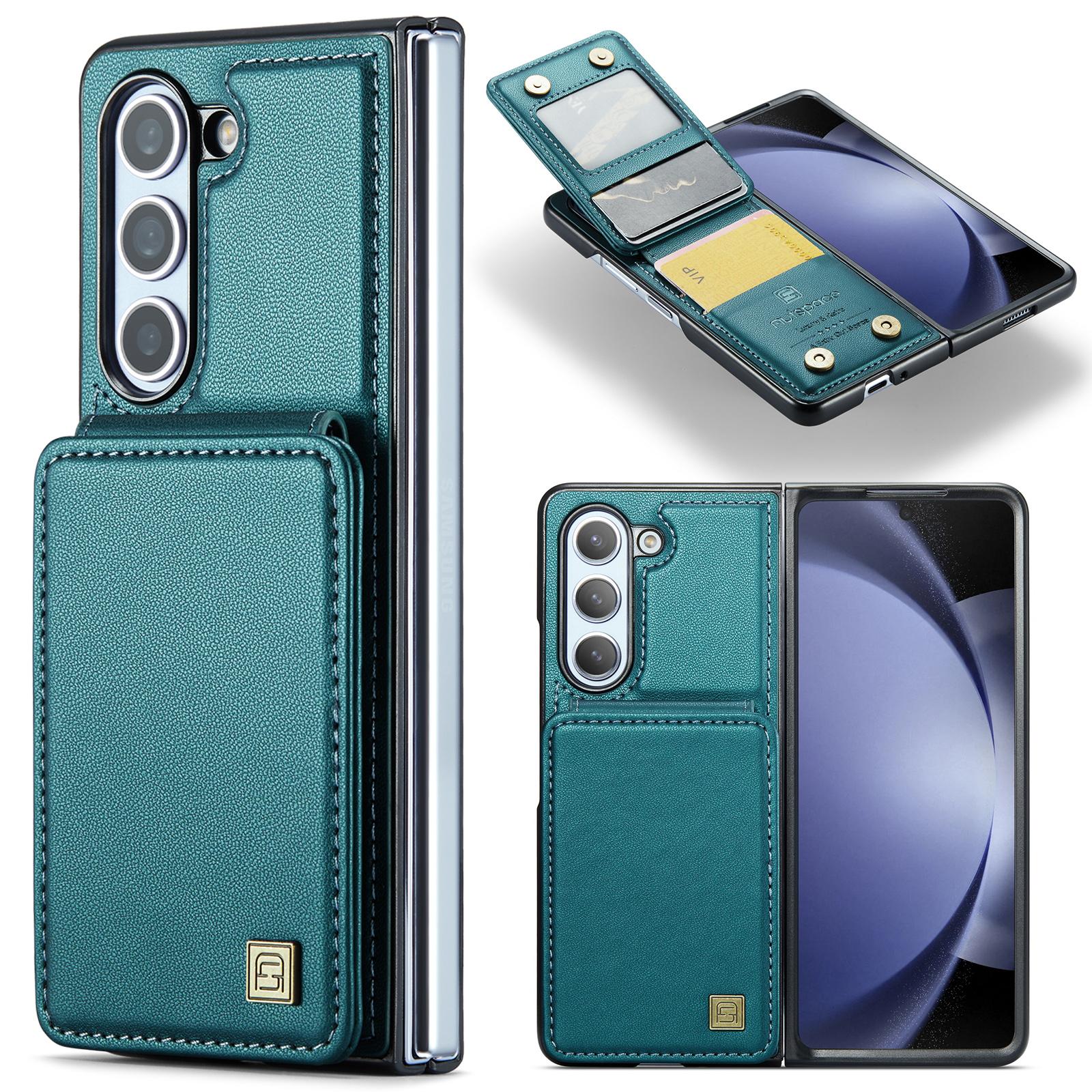 For Galaxy Z Fold5 5G AutSpace A02 Double Magnetic Buckle RFID Card Bag Phone Case(Green) - Shopkiz.com