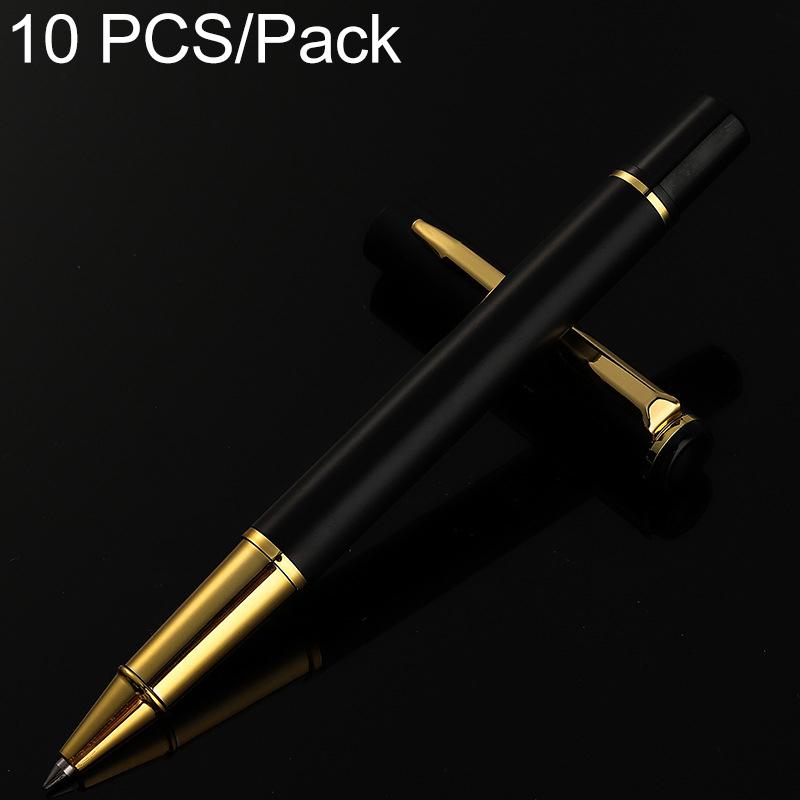 10PCS/Pack Metal Bullet-Tip Ballpoint Pen Minimalist Business Metal Pen, Specification:0.7mm, Specification:0.7mm(Glossy Black with Gold Clip) -