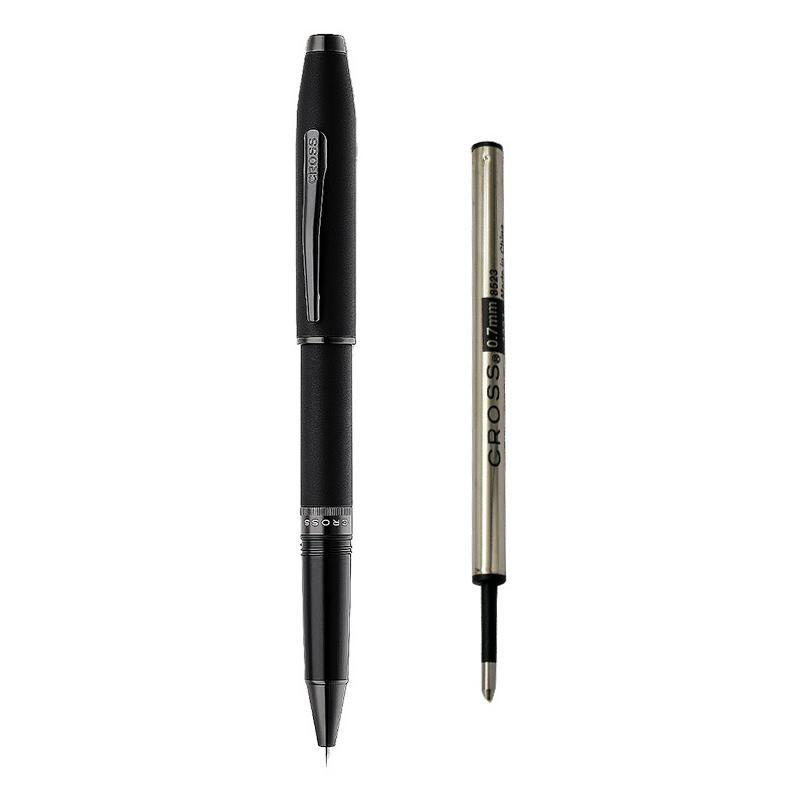 0.7mm Rollerball Pen Metal Screw Cap Pen Barrel Ballpoint Pen(Matte Black) - Shopkiz.com