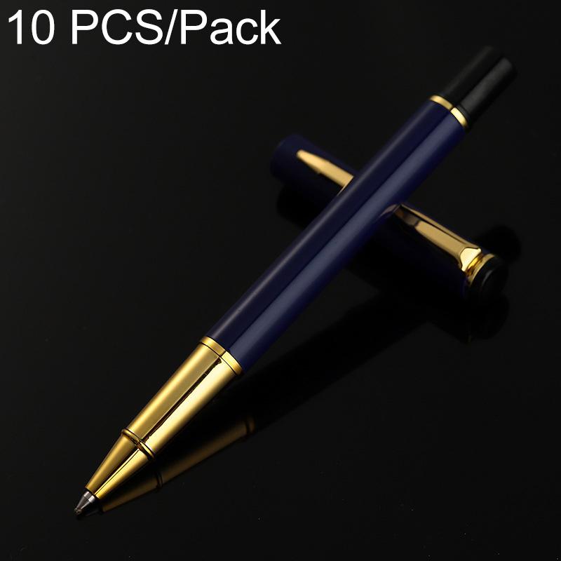 10 PCS/Pack Metal Bullet-Tip Ballpoint Pen Minimalist Business Metal Pen, Specification:0.5mm(Blue with Gold Clip) - Shopkiz.com