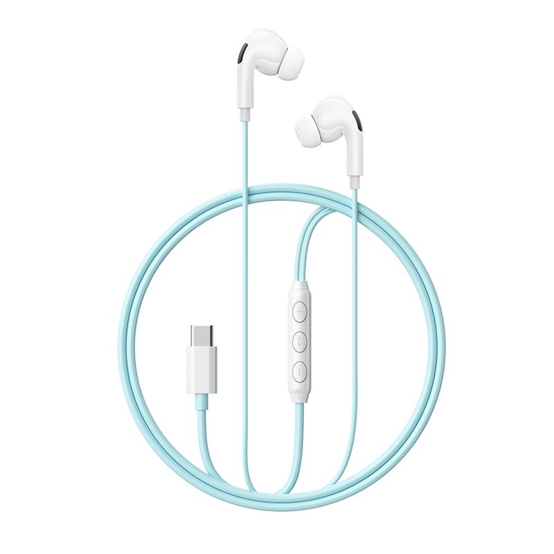 WK YB13 Macaron Series 1.2m Wired Earphones for Music & Calls, Plug:Type-C Digital(Blue) - Shopkiz.com