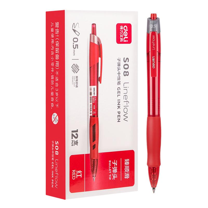 12 PCS/Set Smooth-writing 0.5mm Tip Retractable Gel Pen(Red) - Shopkiz.com