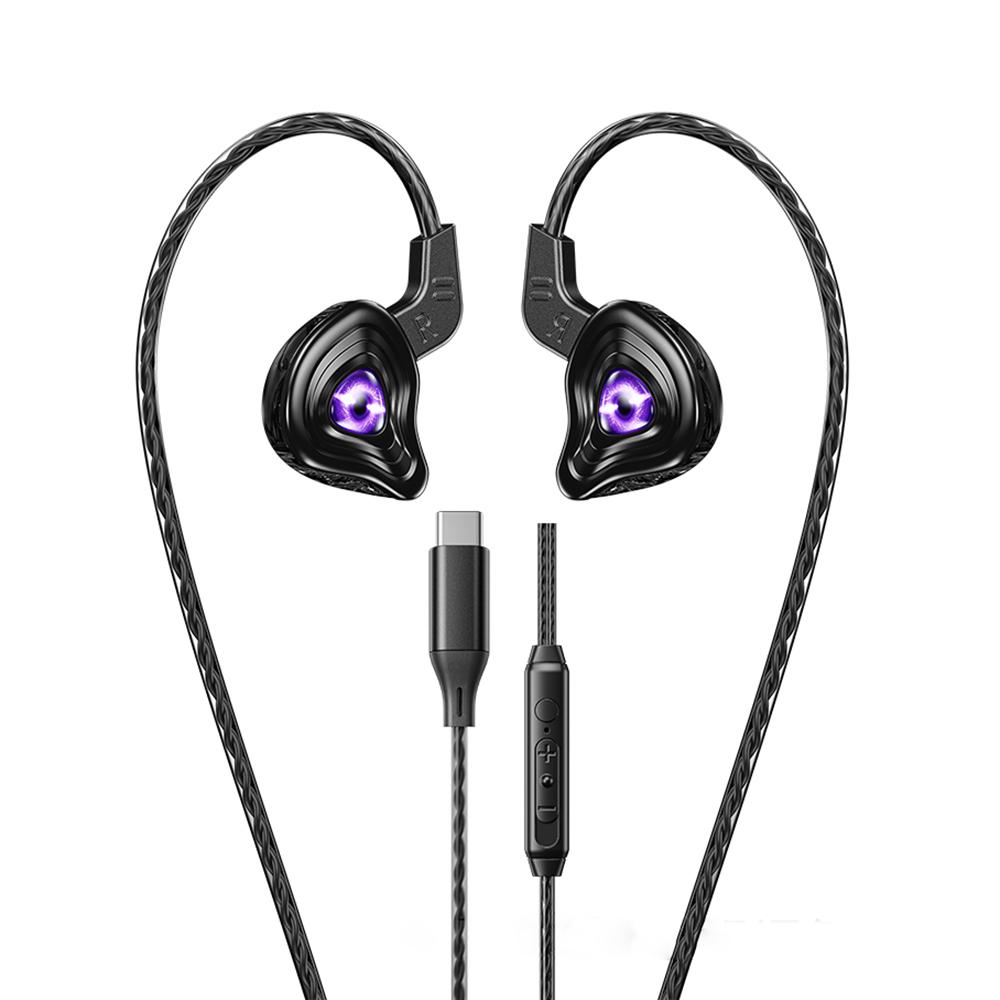WK YC09 Black Hole 1.2m Wired Earphones for Music & Calls, Plug:Type-C Digital Signal(Black) - Shopkiz.com