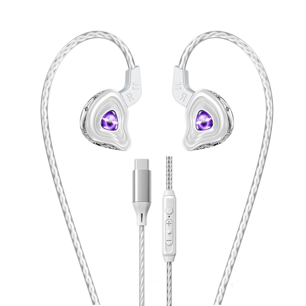 WK YC09 Black Hole 1.2m Wired Earphones for Music & Calls, Plug:Type-C Digital Signal(White) - Shopkiz.com