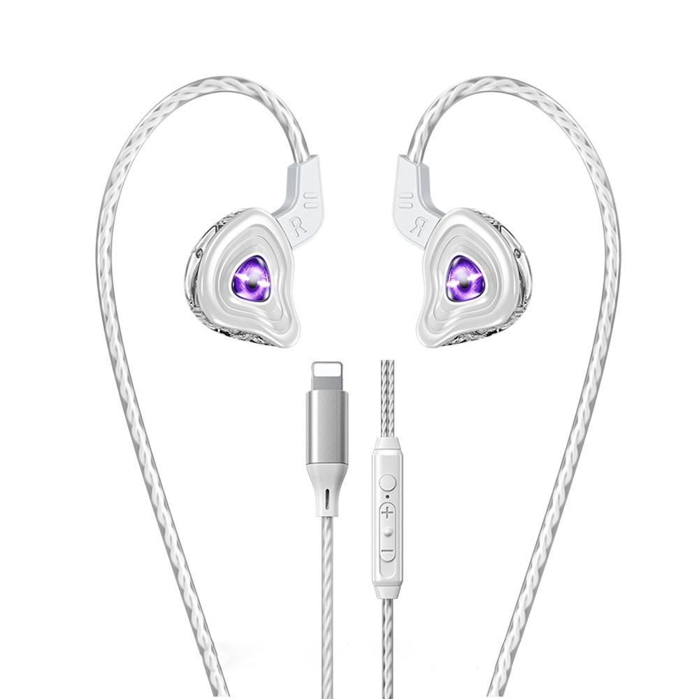 WK YC09 Black Hole 1.2m Wired Earphones for Music & Calls, Plug:8 Pin BLE(White) - Shopkiz.com