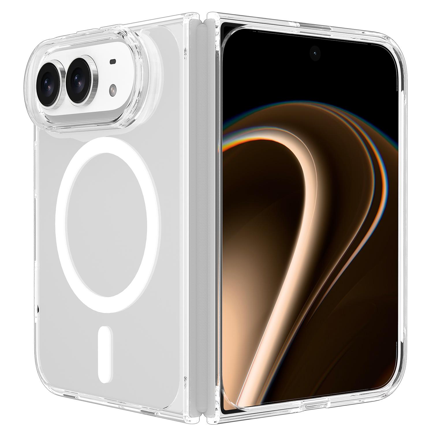 For iPhone Fold Scratchproof PC Transparent MagSafe Phone Case