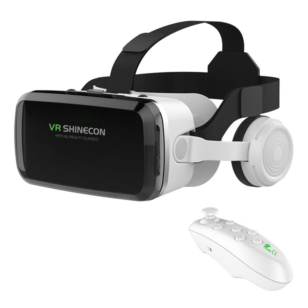 VR SHINECON G04BS BT Earphone Edition 3D Virtual VR Glasses for 5-7.2 inch Phone, Model:G04BS+Y1 White - Shopkiz.com