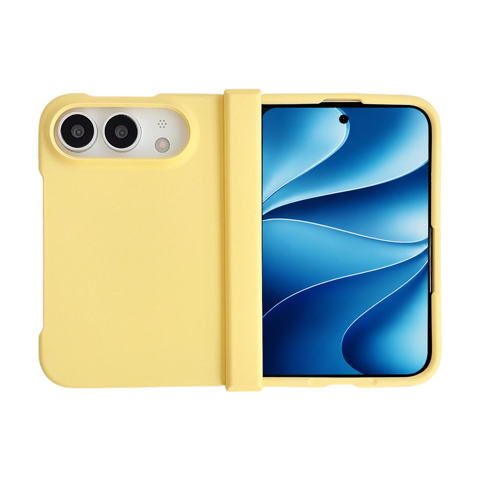 For iPhone Fold 3 in 1 Skin Feel PC Phone Case(Lemon Yellow) - Shopkiz.com