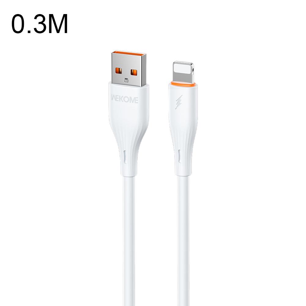 WK WDC-C34i Swift 12W USB-A to 8 Pin Ultra-Fast Charging Data Cable, Length:0.3M(White) - Shopkiz.com