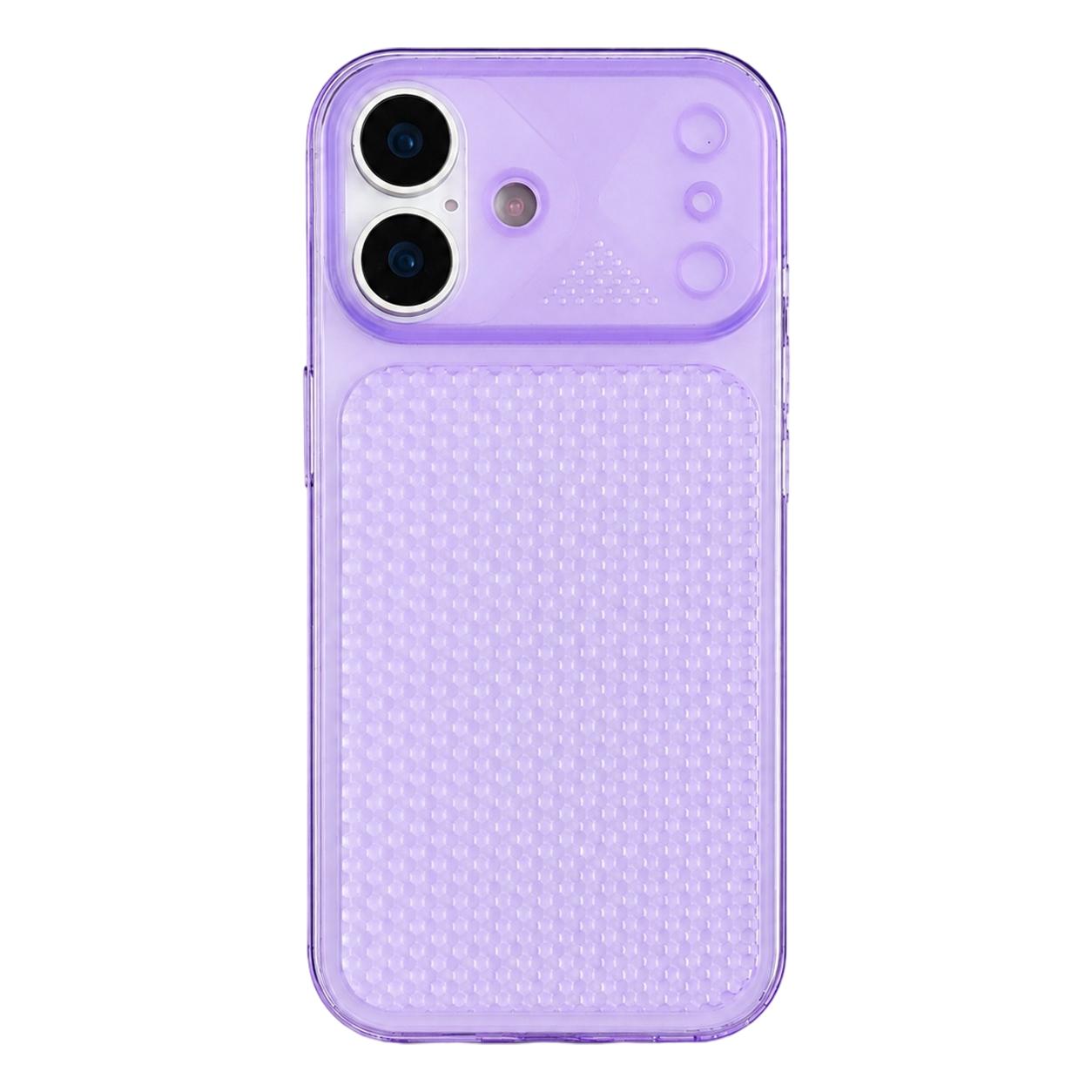 For iPhone 18 Mecha Style Heat Dissipation Mesh TPU Phone Case(Transparent Purple) - Shopkiz.com