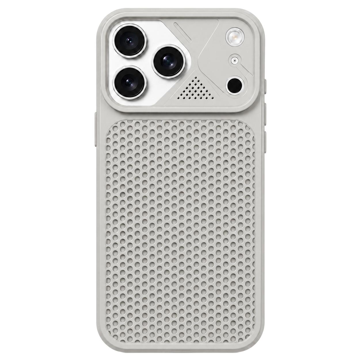 For iPhone 17 Pro Mecha Style Heat Dissipation Mesh TPU Phone Case(Titanium Gray) - Shopkiz.com