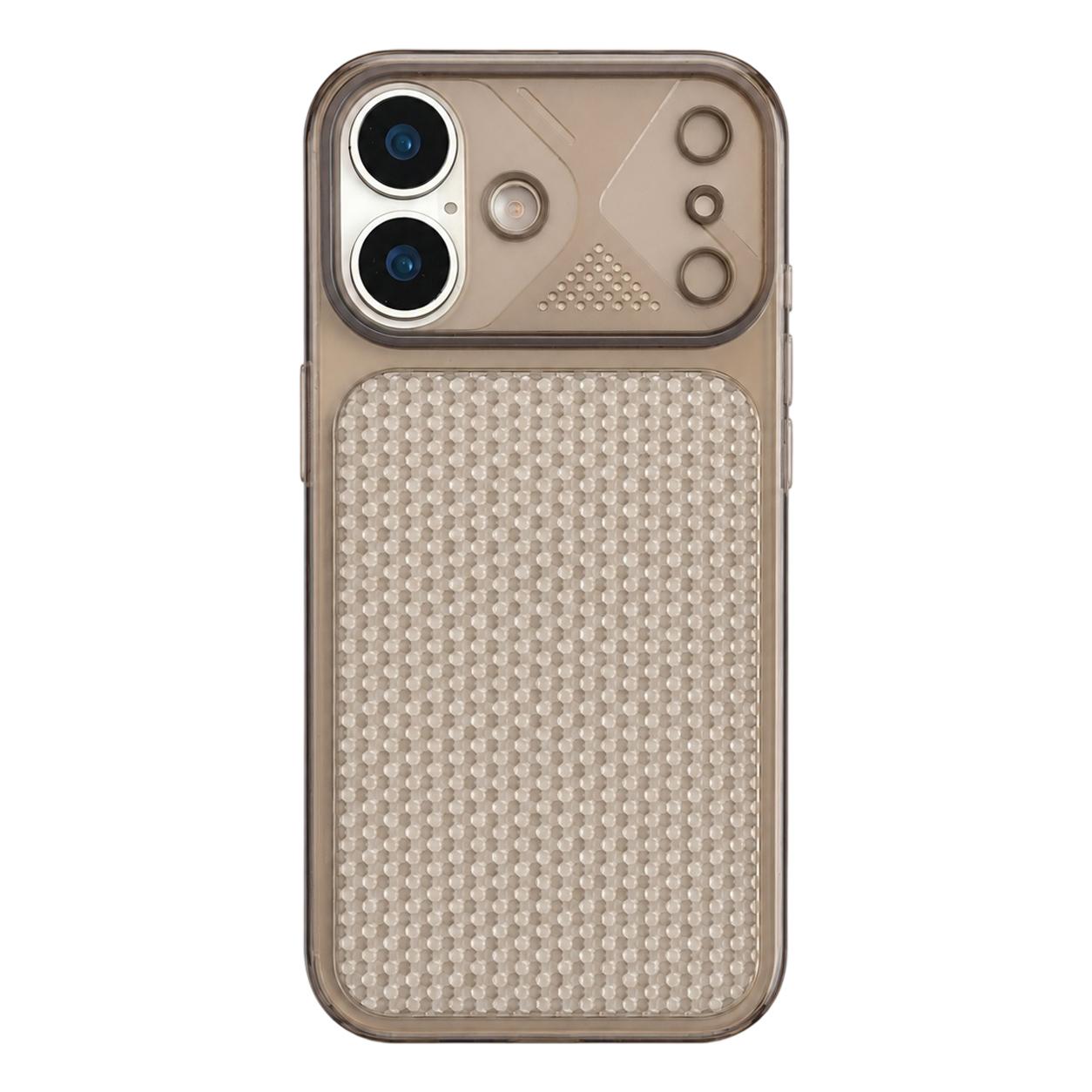 For iPhone 16 Mecha Style Heat Dissipation Mesh TPU Phone Case(Transparent Grey) - Shopkiz.com