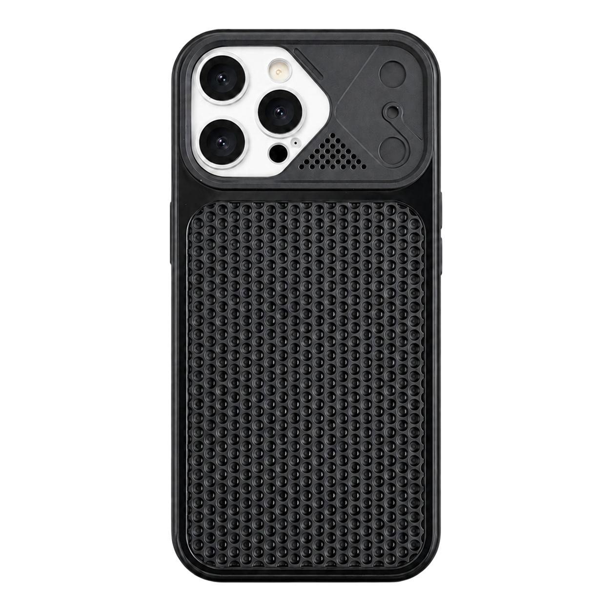 For iPhone 15 Pro Mecha Style Heat Dissipation Mesh TPU Phone Case(Black) - Shopkiz.com