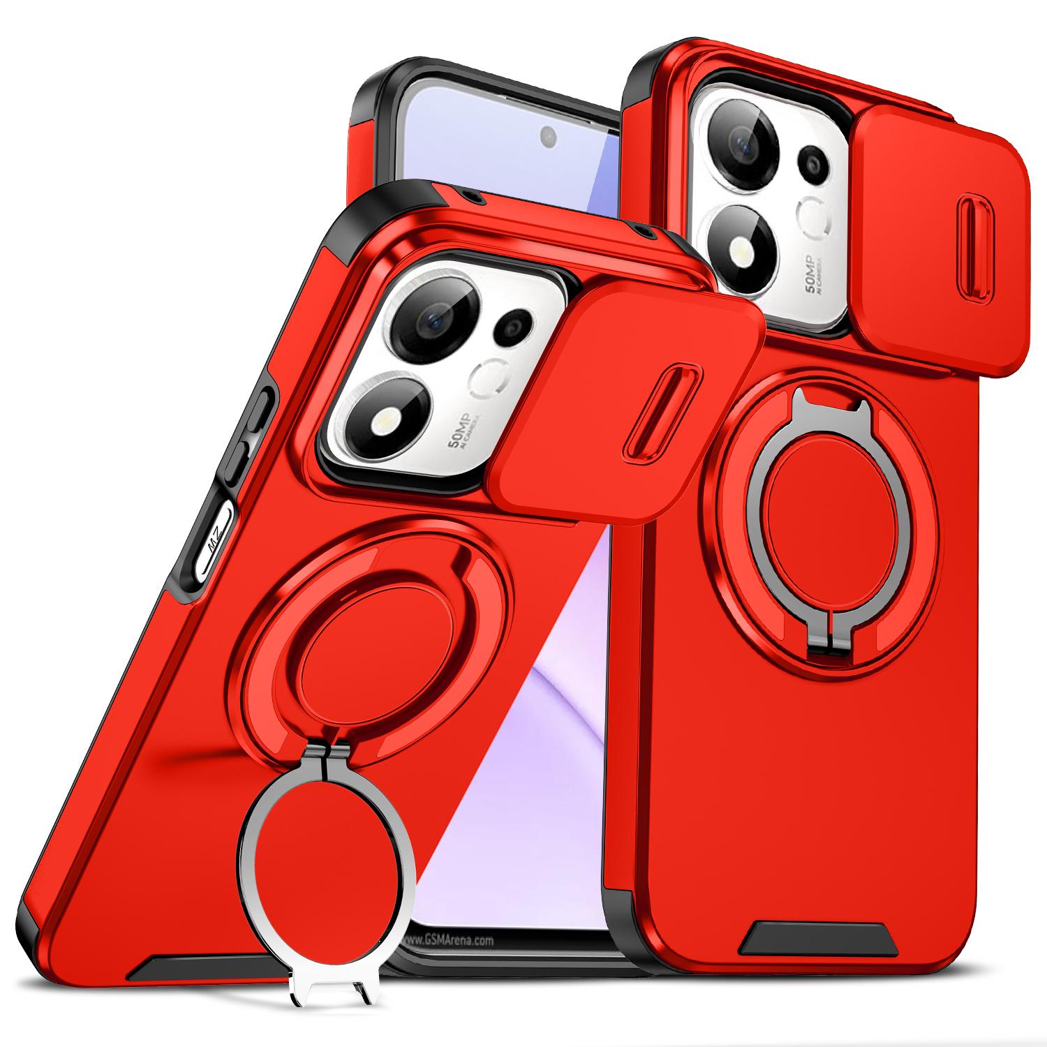 For Honor 600 Smart 5G Sliding Camshield Ring Holder Phone Case(Red) - Shopkiz.com