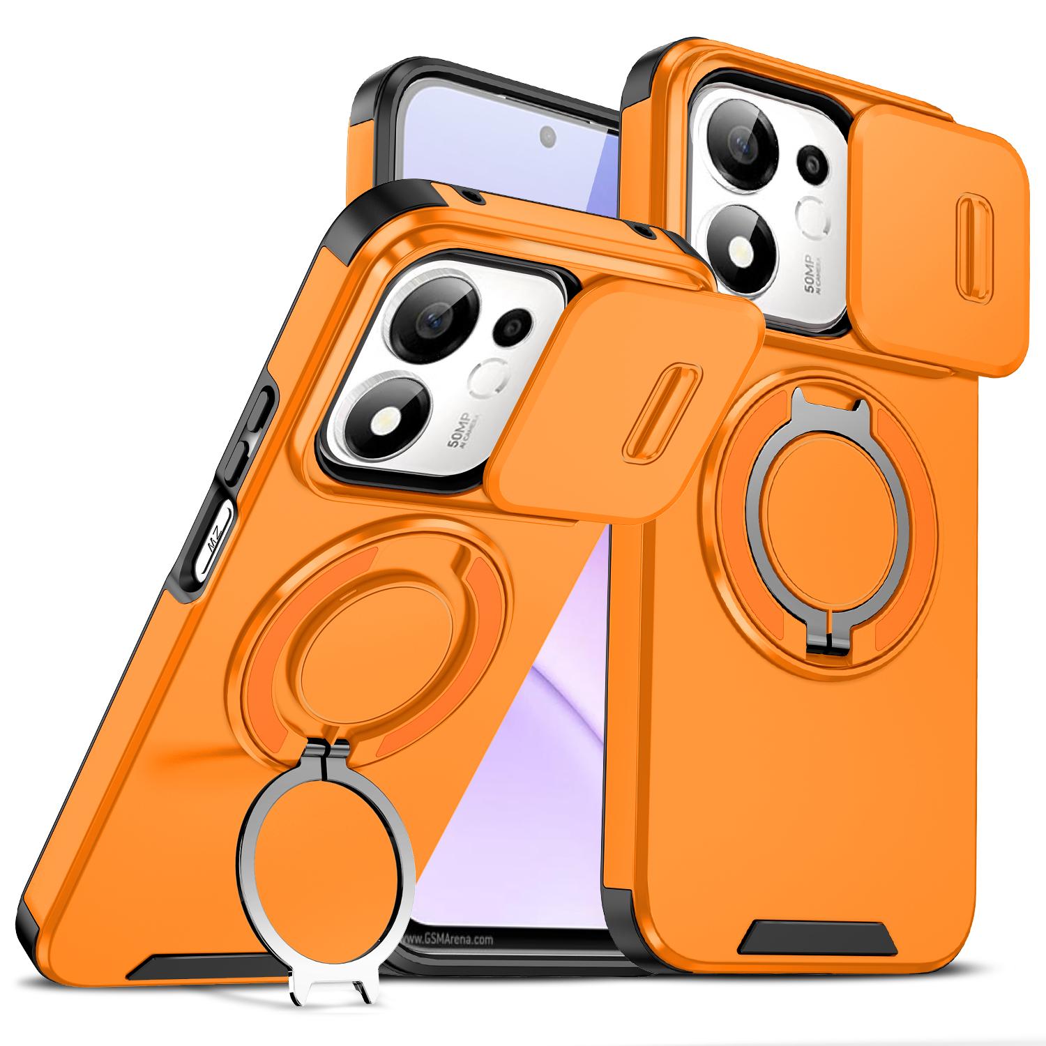 For Honor 600 Smart 5G Sliding Camshield Ring Holder Phone Case(Orange) - Shopkiz.com
