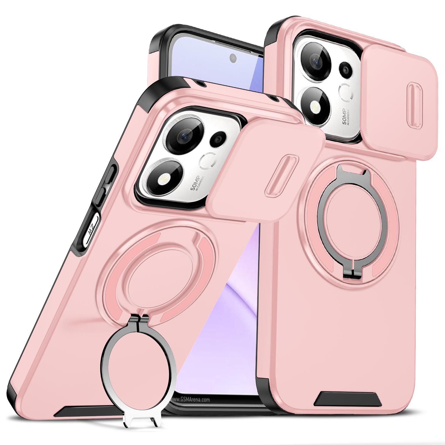 For Honor 600 Smart 5G Sliding Camshield Ring Holder Phone Case(Pink) - Shopkiz.com