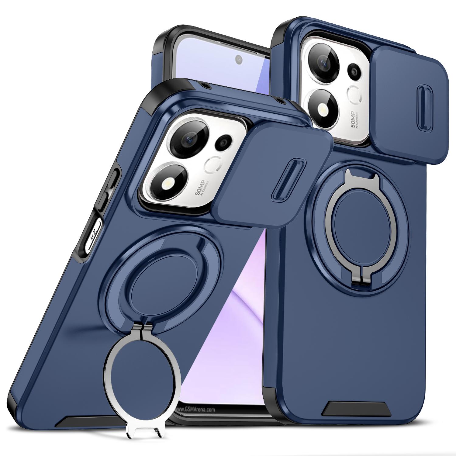 For Honor 600 Smart 5G Sliding Camshield Ring Holder Phone Case(Blue) - Shopkiz.com