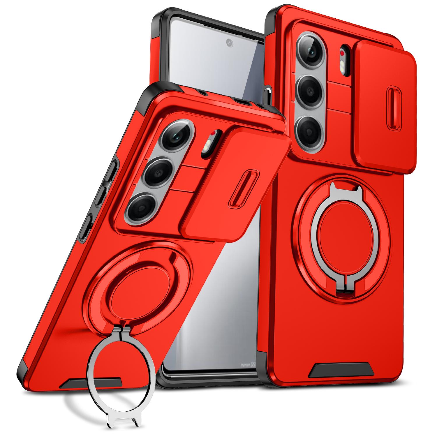For Tecno Camon 40 Pro 4G Sliding Camshield Ring Holder Phone Case(Red) - Shopkiz.com