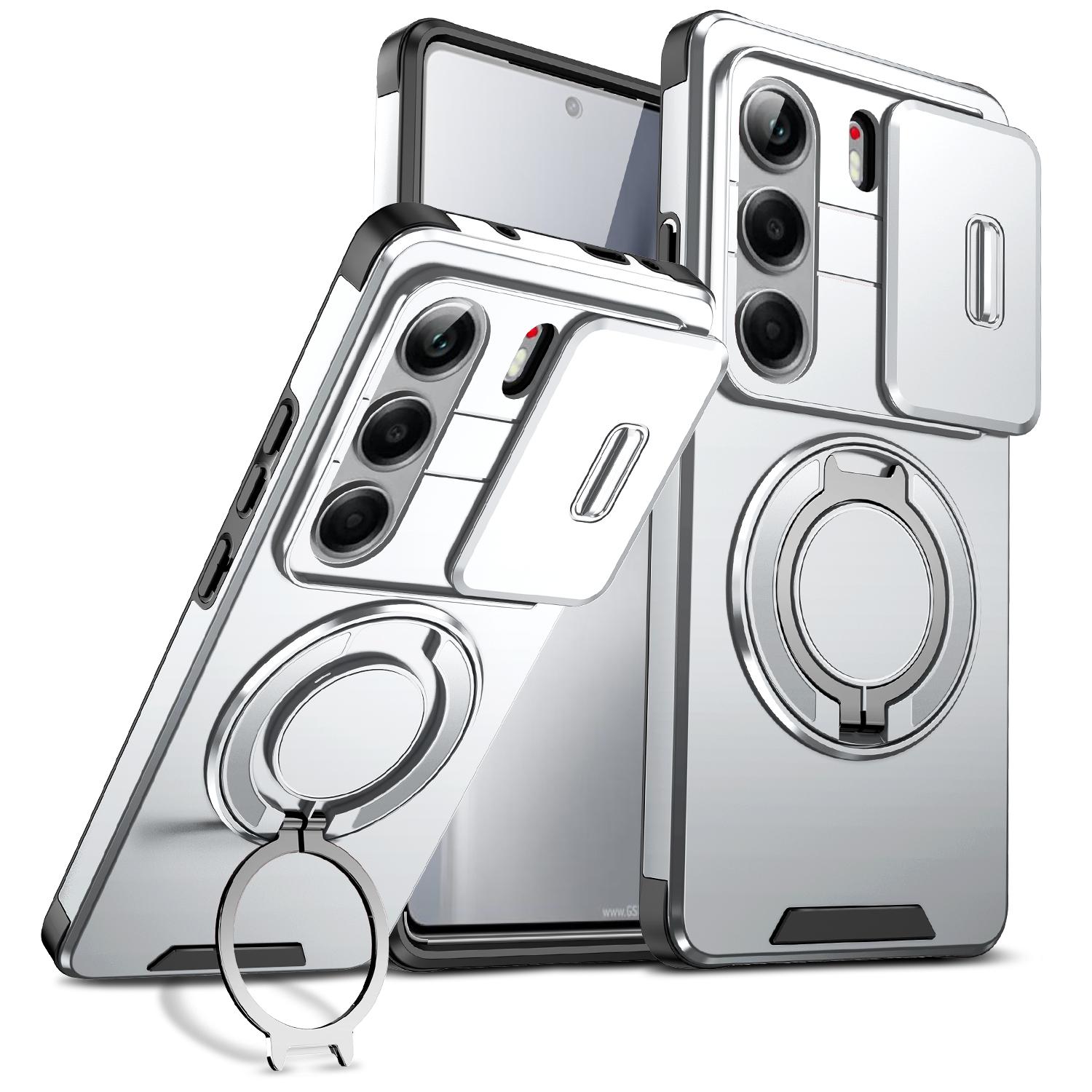 For Tecno Camon 40 Pro 4G Sliding Camshield Ring Holder Phone Case(Silver) - Shopkiz.com