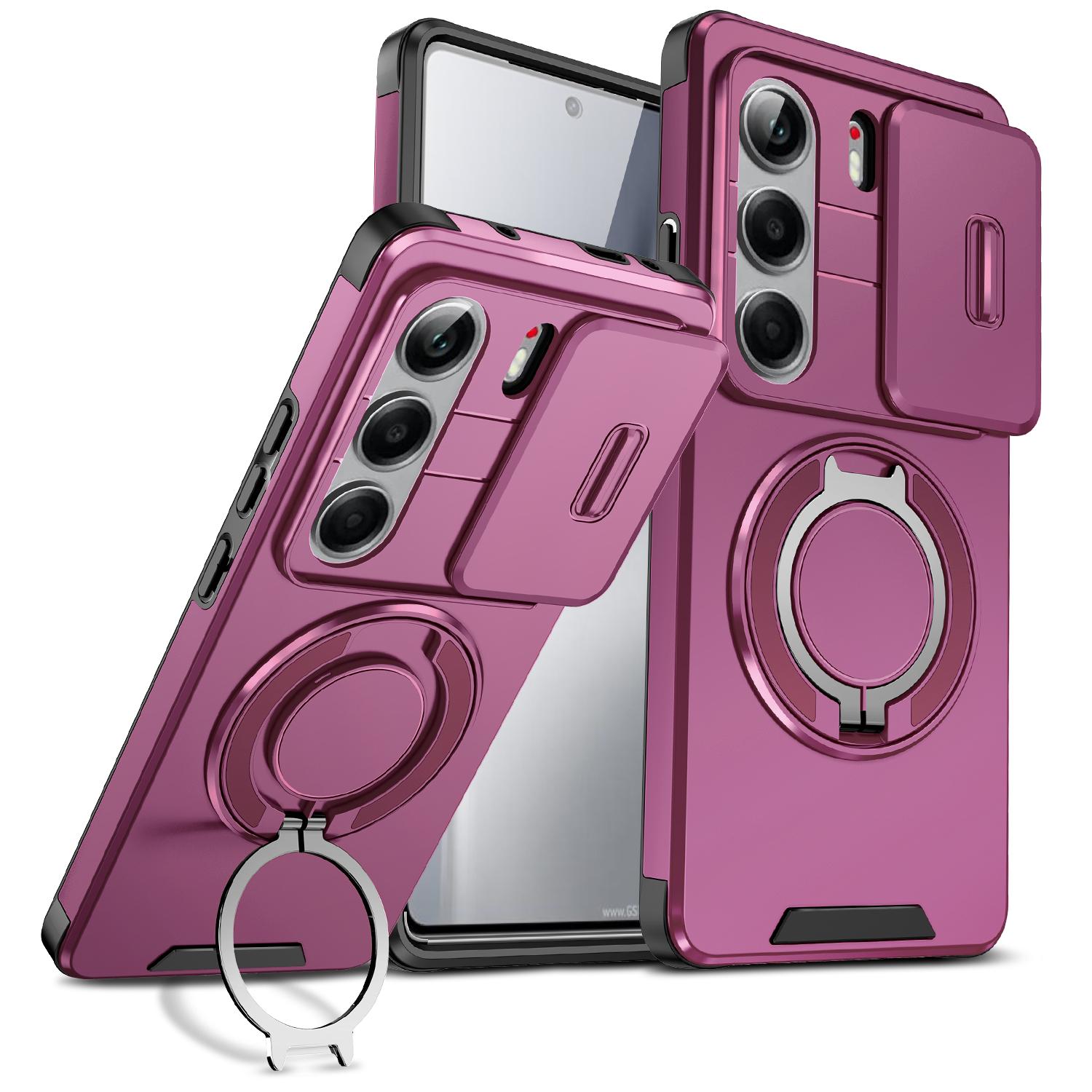 For Tecno Camon 40 Pro 4G Sliding Camshield Ring Holder Phone Case(Cherry Red) - Shopkiz.com