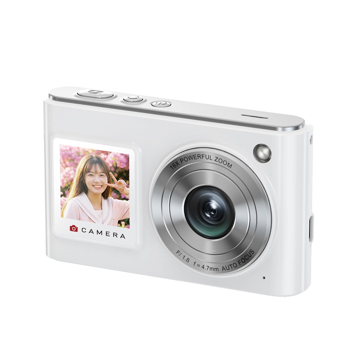 DC325 Front and Rear Dual Screen Filters Selfie Camera CCD Camera, Specification:16G Memory Card(White) - Shopkiz.com