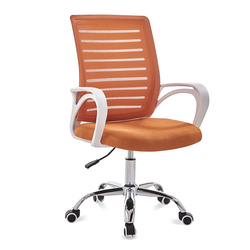 9050 Computer Chair Office Chair Home Back Chair Comfortable White Frame Simple Desk Chair (Orange) - Shopkiz.com