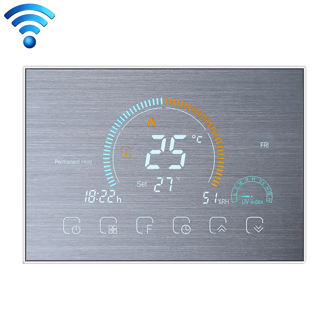 BHT-8000-GALW-SS Brushed Stainless Steel Mirror Control Water Heating Energy-saving and Environmentally-friendly Smart Home Negative Display LCD