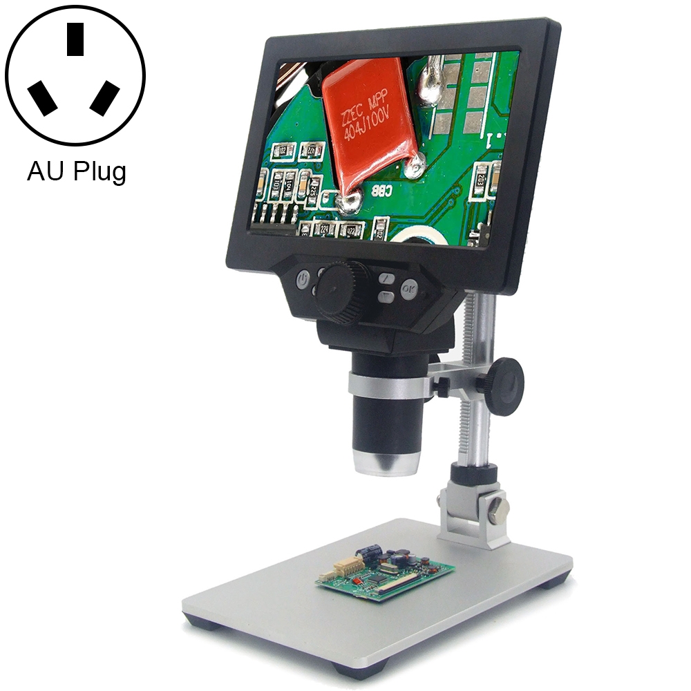 G1200 7 inch LCD Screen 1200X Portable Electronic Digital Desktop Stand Microscope, AU Plug - Shopkiz.com