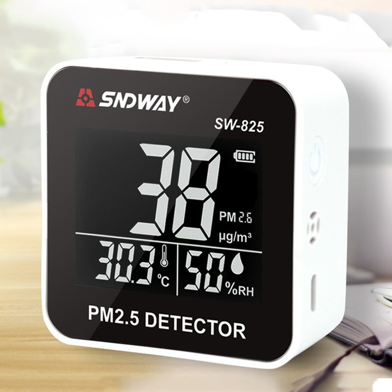 SNDWAY SW-825 Micro USB Charging Desktop Air Quality Real-time Purification Detector with HiD LED Screen, Support Alarm Prompt - Shopkiz.com