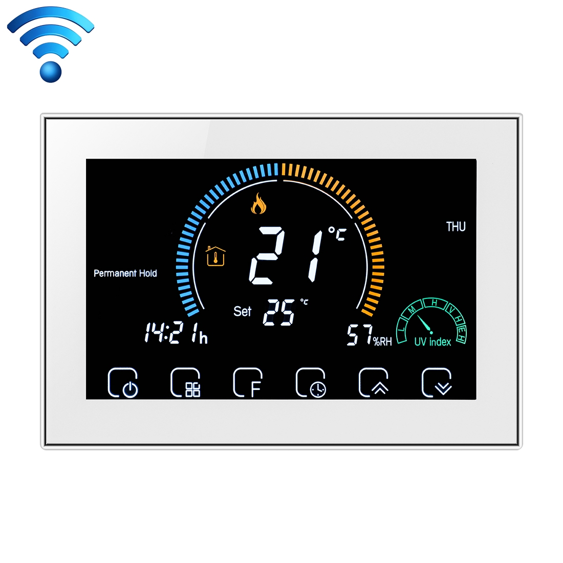 BHT-8000-GCLW Controlling Water/Gas Boiler Heating Energy-saving and Environmentally-friendly Smart Home Negative Display LCD Screen Round Room