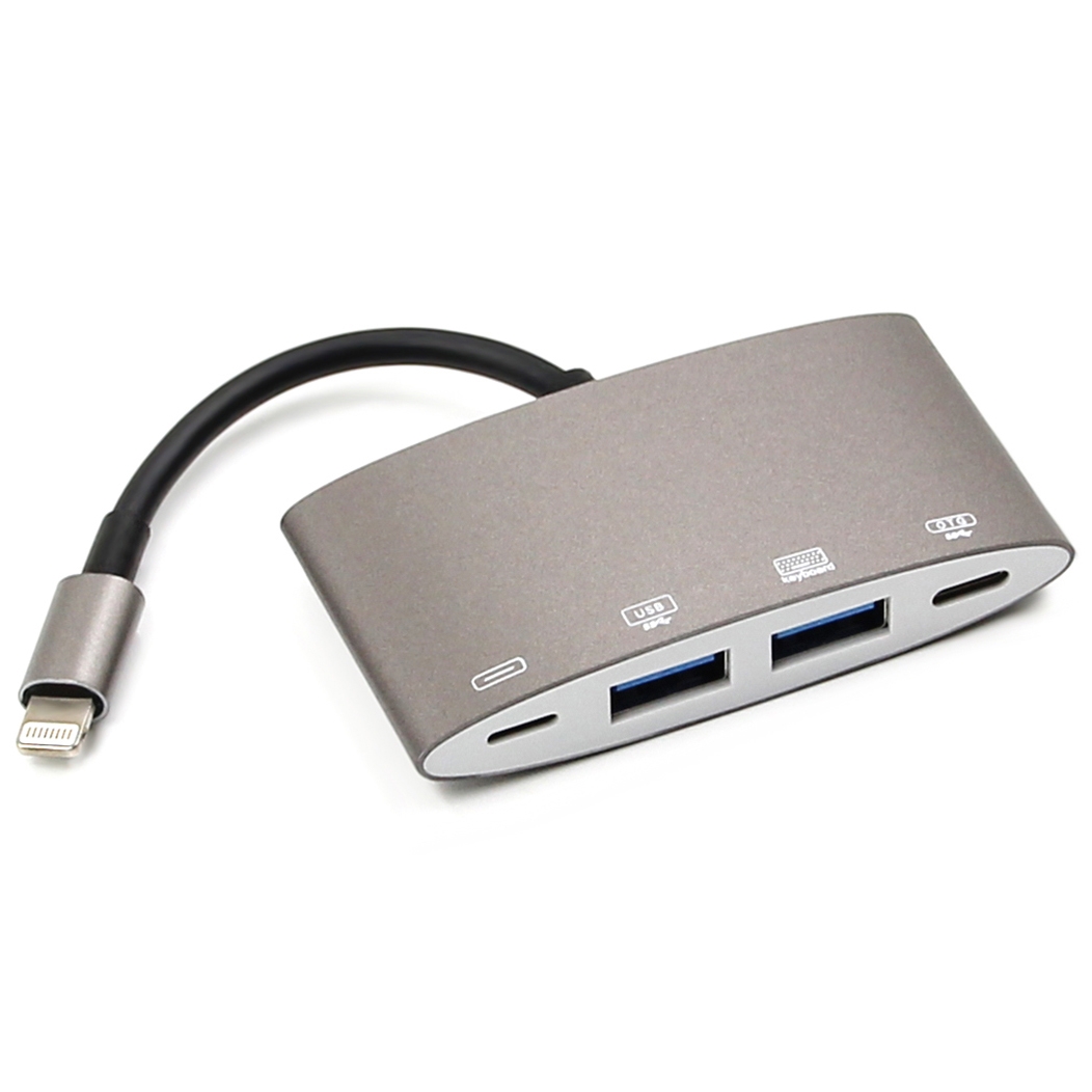 1040KEY 8 Pin to USB + Type-C / USB-C + OTG Multi-function Converter Adapter - Shopkiz.com