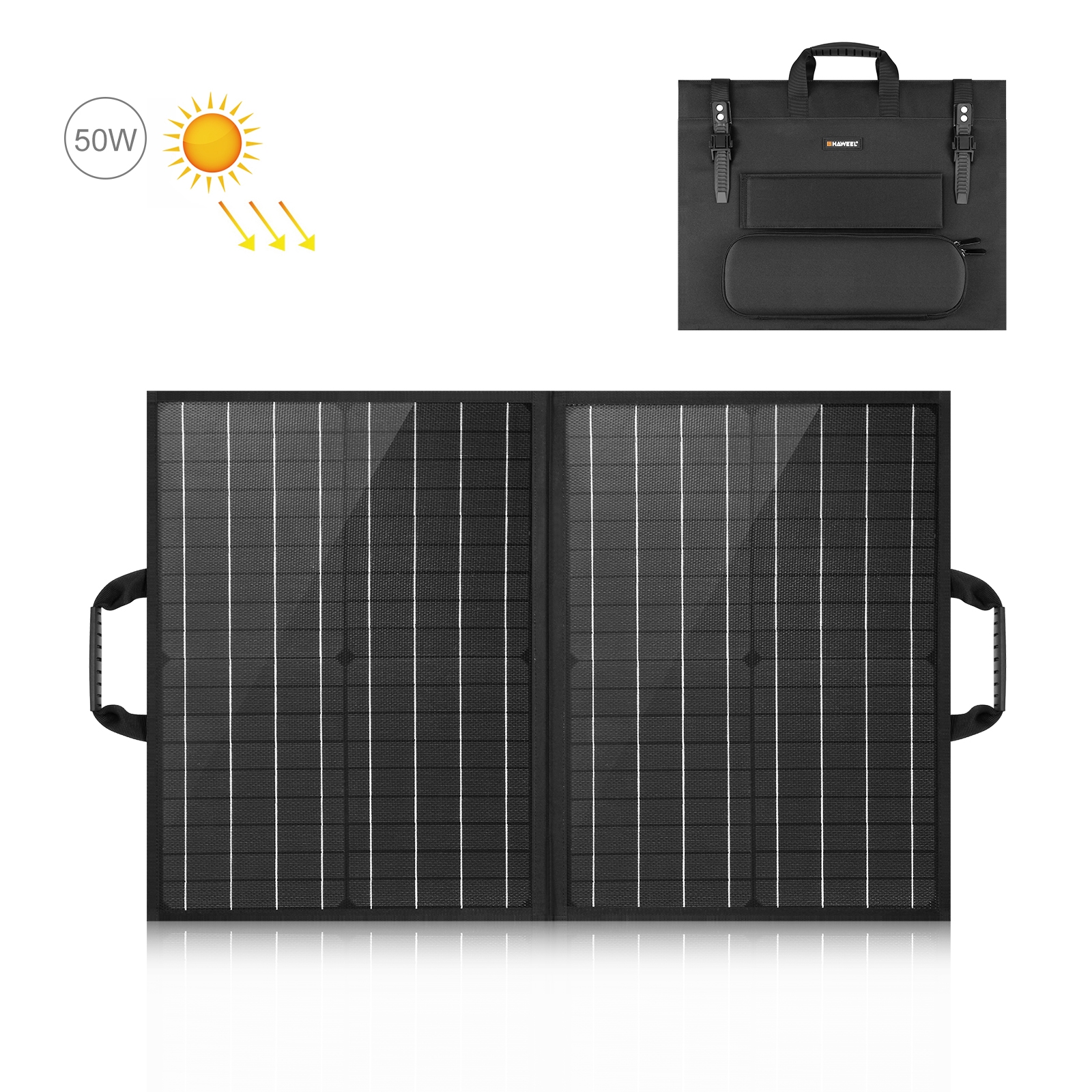 HAWEEL 50W Foldable Solar Panel Charger Travel Folding Bag(Black) - Shopkiz.com
