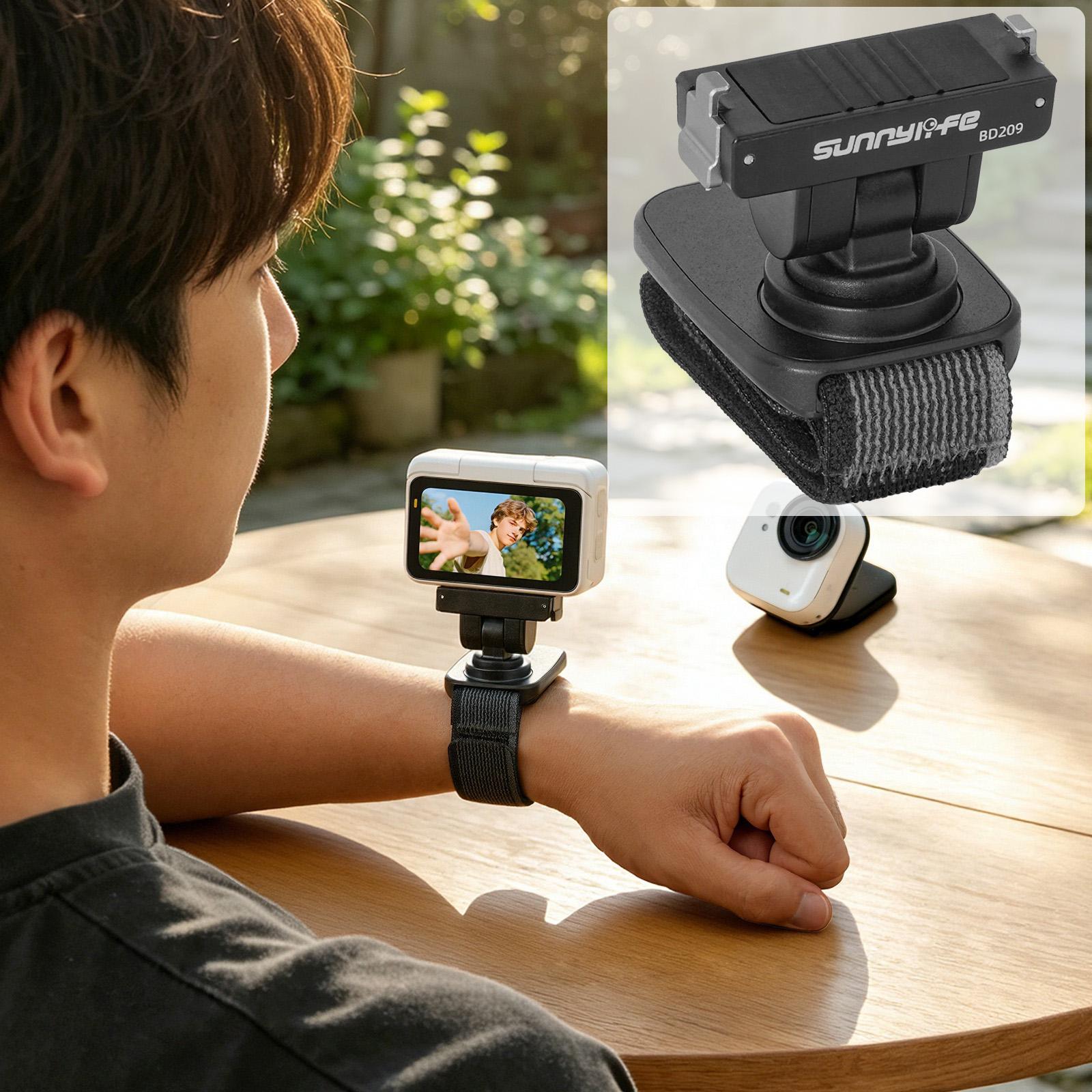 For Insta360 GO Ultra Sunnylife Magnetic Quick-Release Wrist Strap Adjustable Wristband Expansion Band Bicycle Strap Cat Collar (Black) - Shopkiz.com