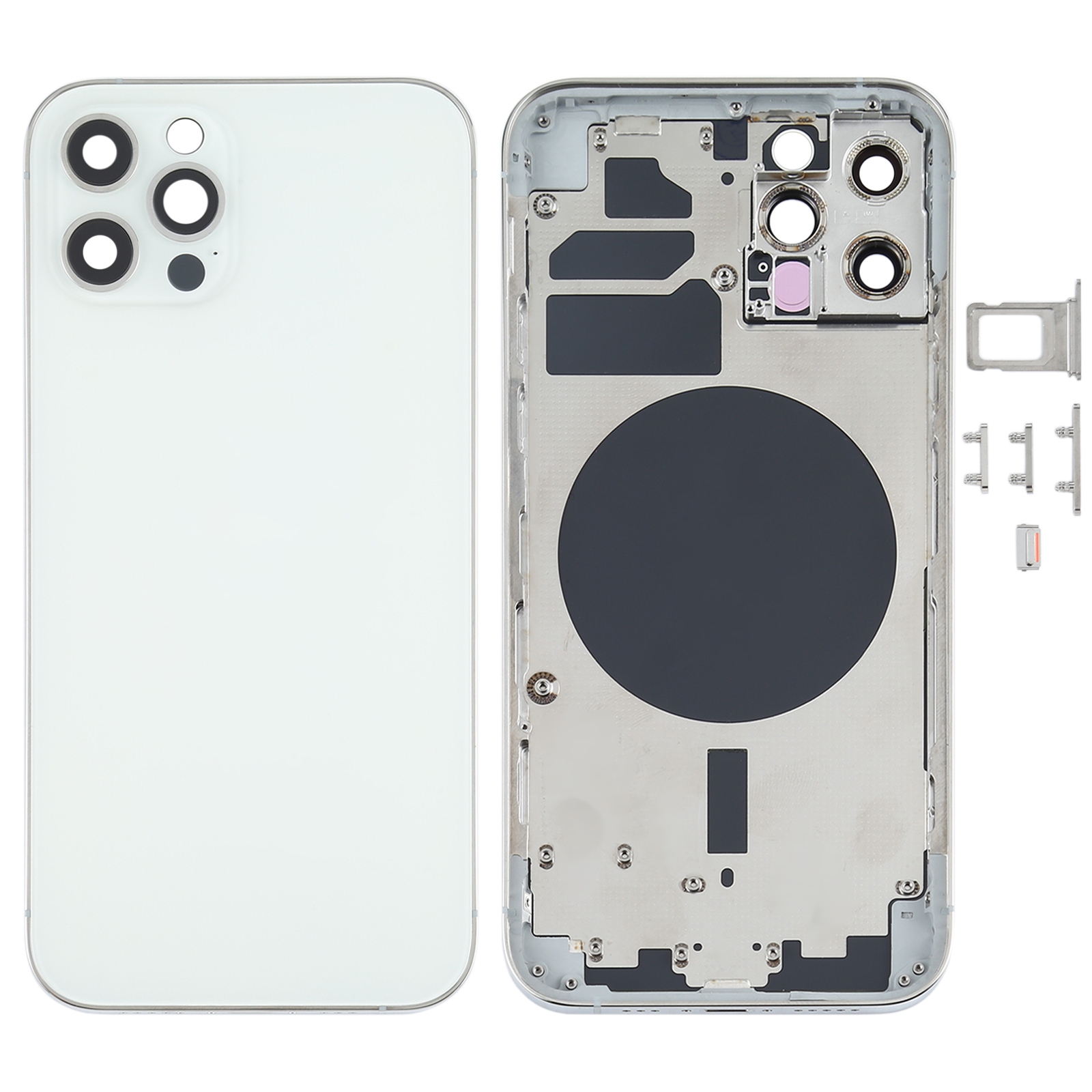 Back Housing Cover with SIM Card Tray & Side Keys & Camera Lens for iPhone 12 Pro(White) - Shopkiz.com