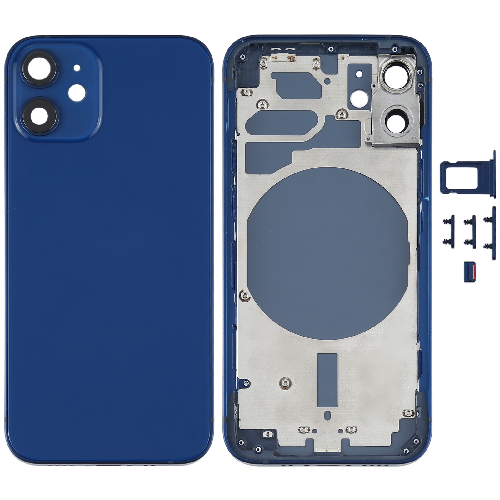 Back Housing Cover with SIM Card Tray & Side  Keys & Camera Lens for iPhone 12 mini(Blue) - Shopkiz.com