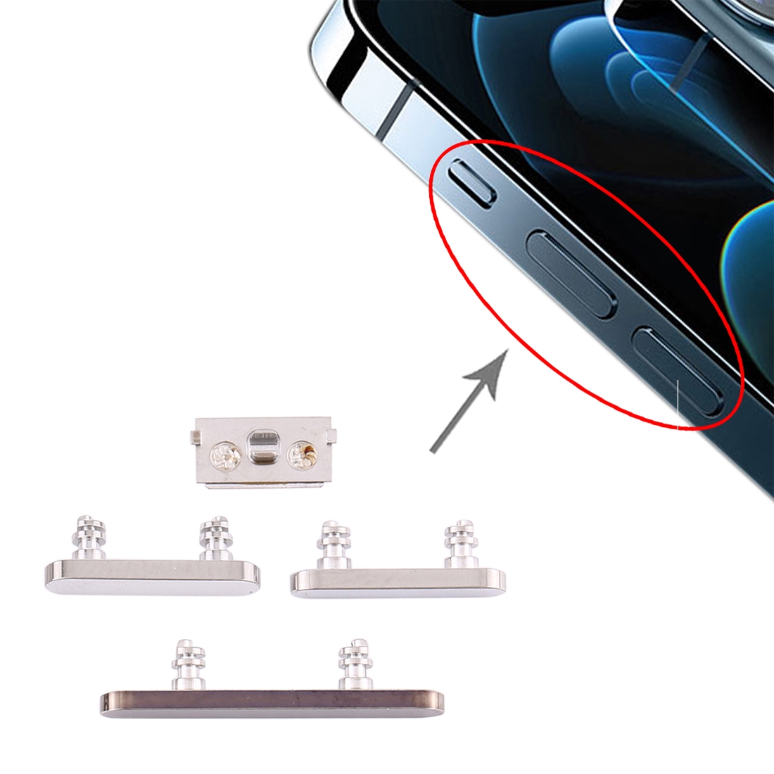 Power Button and Volume Control Button for iPhone 12 Pro Max(Silver) - Shopkiz.com