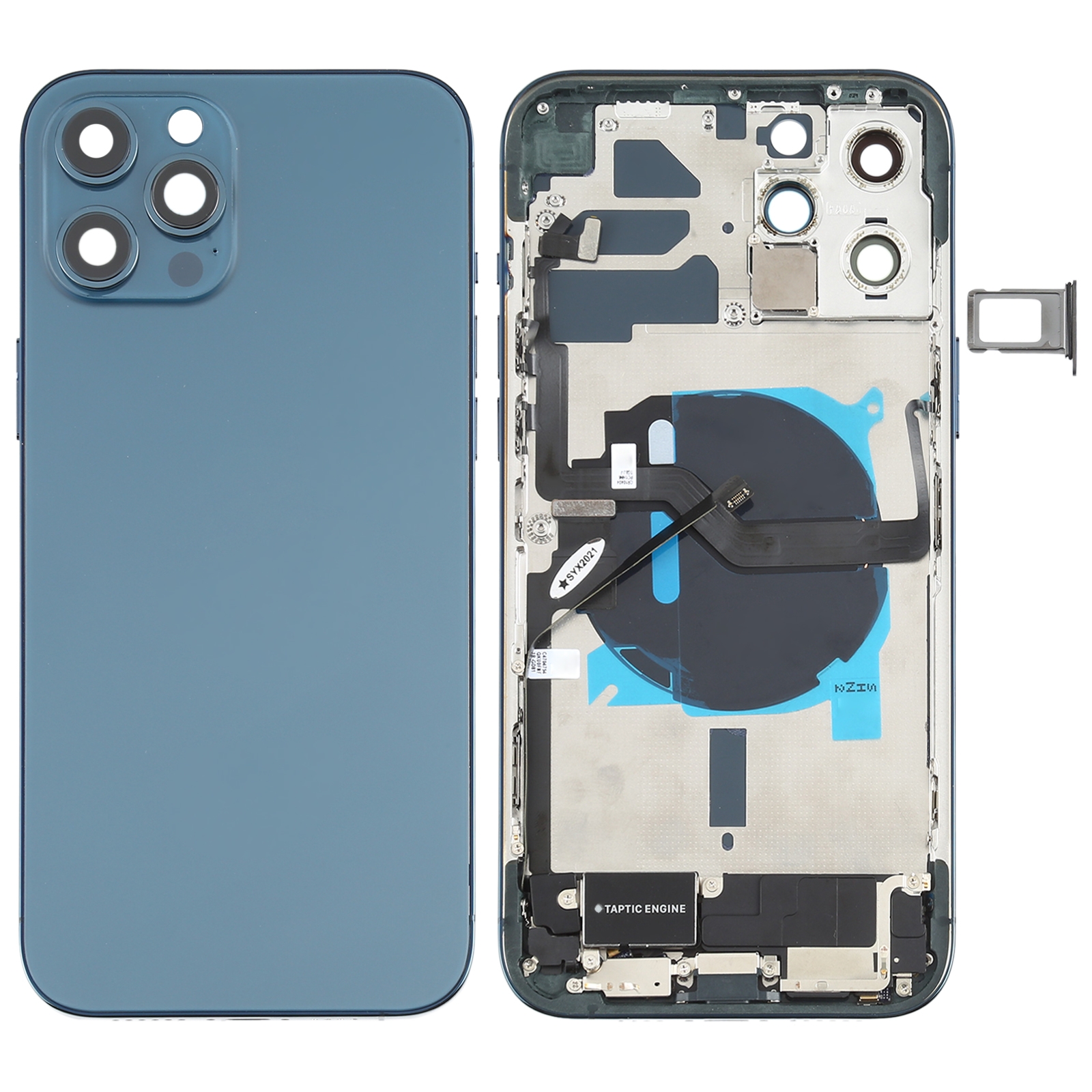 Battery Back Cover Assembly (with Side Keys & Speaker Ringer Buzzer & Motor & Camera Lens & Card Tray & Power Button + Volume Button + Charging Port